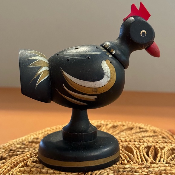 Vintage MCM Wood Chicken Toothpick Holder Woodpecker Woodware Japan - Picture 6 of 6